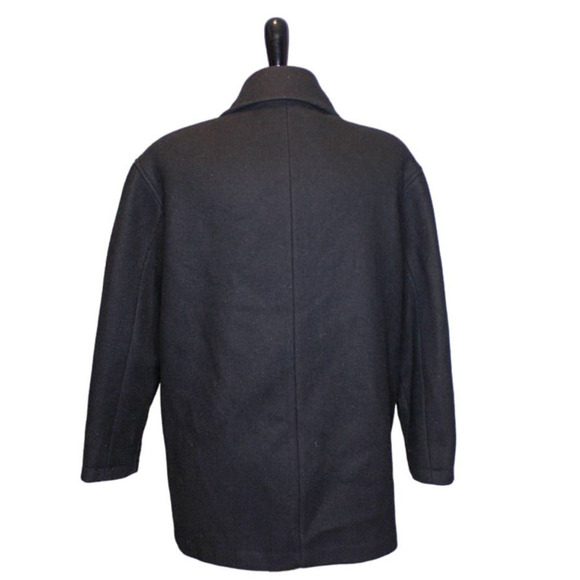 Michelle Francois Black Wool Coat Jacket Toggle Closures - Picture 2 of 3